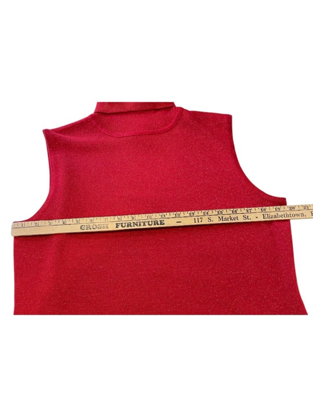 Vintage 80s 90s Sag Harbor Turtleneck Sweater M Red Metallic Retro Glam Vibrant - Picture 5 of 6